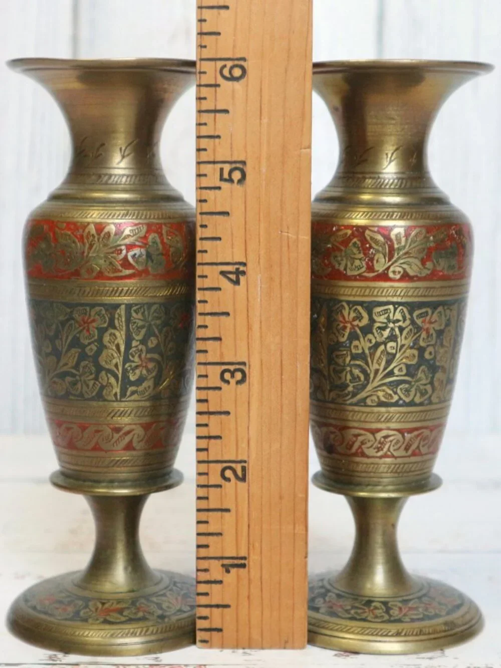 Vintage Brass Vases or Candlestick Set (6